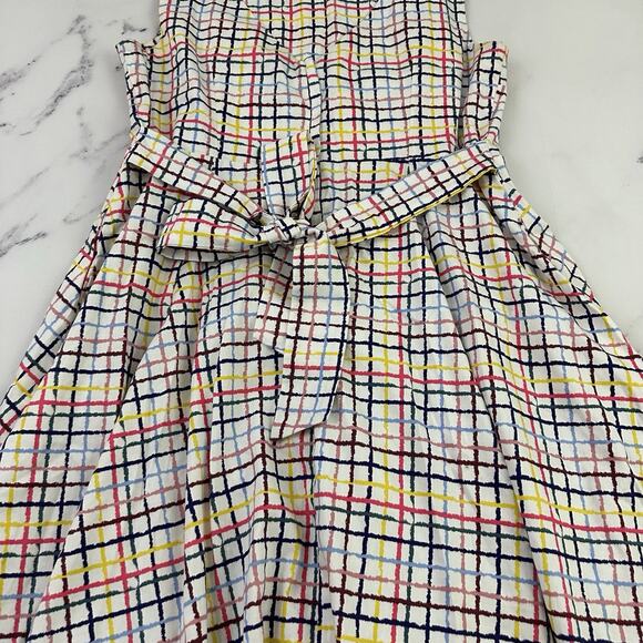 Modcloth Collectif Womens Retro Midi Dress Size 16 US White Rainbow Plaid Pocket - Picture 13 of 15